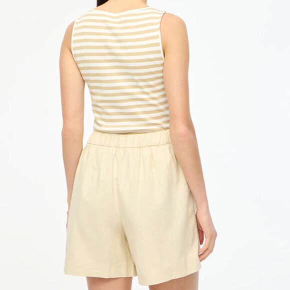 J. Crew Dusty Ivory Elastic-back Linen-Blend Pleated Short/NWT/12 - Picture 4 of 15